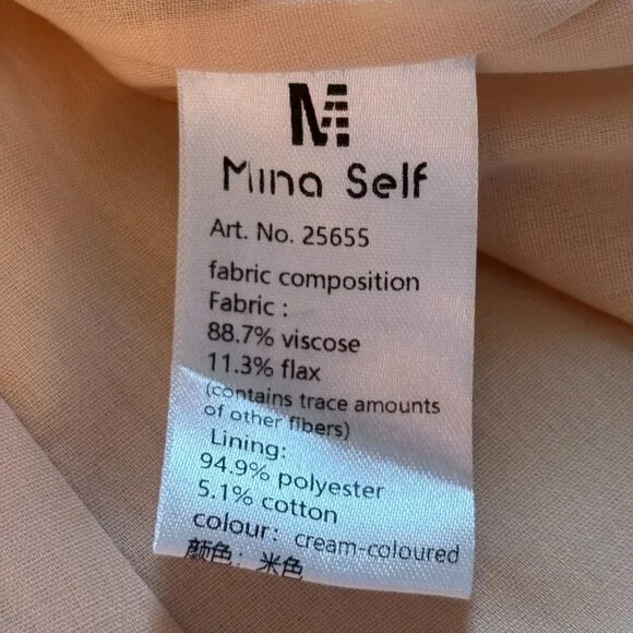 Mina Self Flax Linen Blend Blazer Beige Business Casual L Ruched Sleeve 18995 - Picture 8 of 12